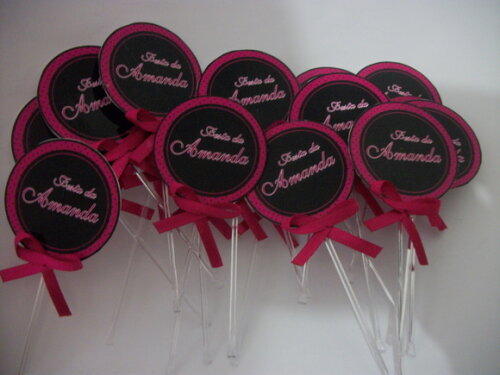 Toppers Personalizados Pink e preto