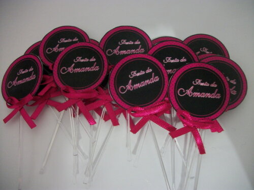 Toppers Personalizados Pink e preto