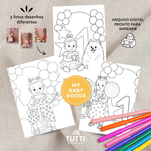 Desenhos de Colorir Personalizados com Foto do Bebê Digital