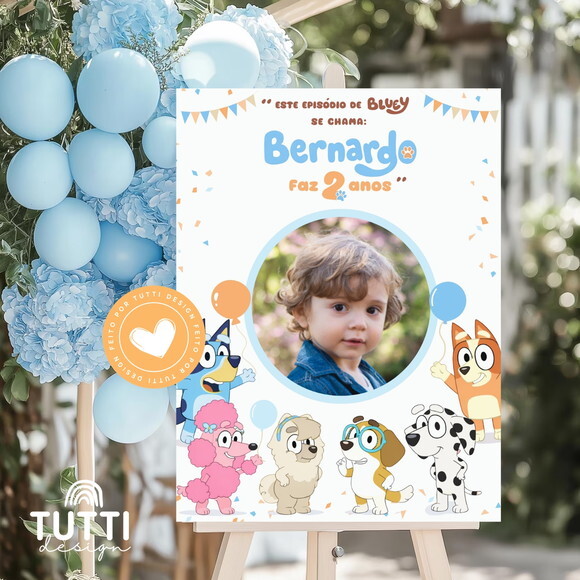 Placa Aniversário - Bluey e Seus Amigos