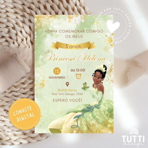 Convite Digital - Princesa Tiana