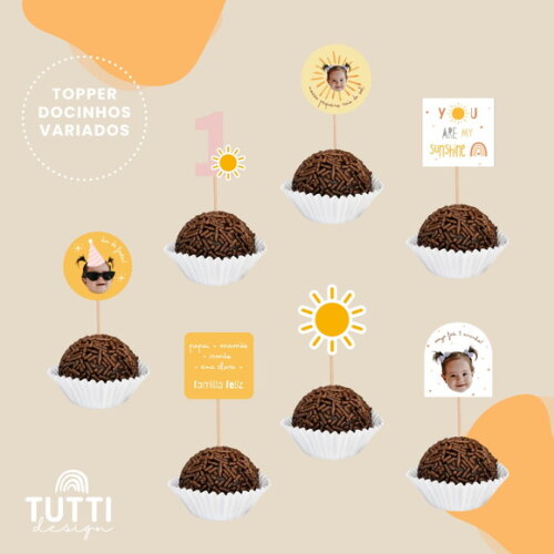 Kit Toppers para Docinhos - Primeira Volta ao Sol