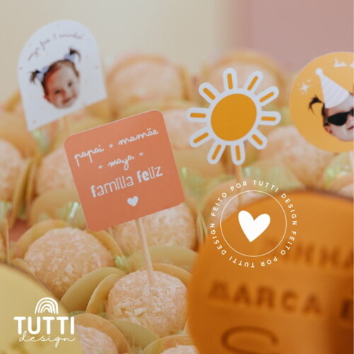 Kit Toppers para Docinhos - Primeira Volta ao Sol