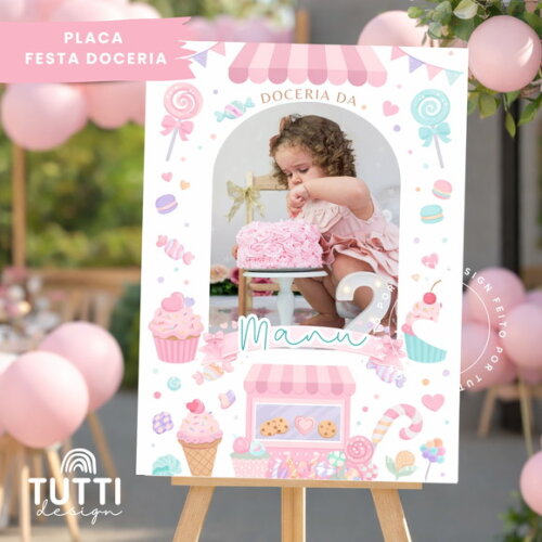 Placa de Aniversário - Festa Doceria