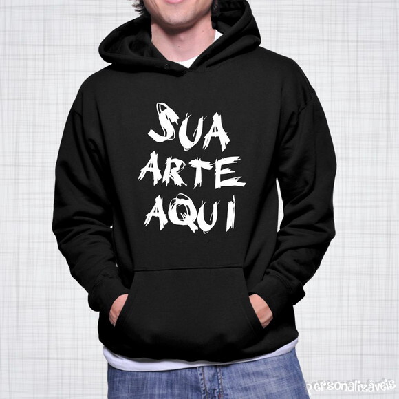 Blusa Moletom Canguru Preto Personalizado