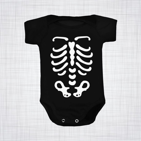 body de bebe infantil preto algodão esqueleto