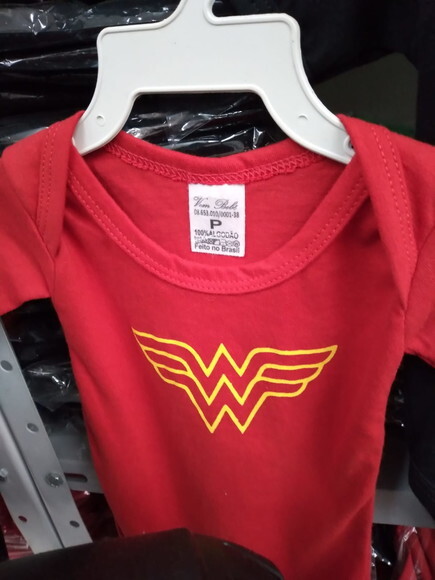 body de bebe infantil Vermelho algodão da Mulher Maravilha