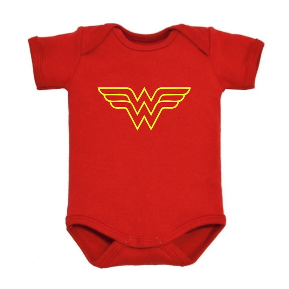 body de bebe infantil Vermelho algodão da Mulher Maravilha