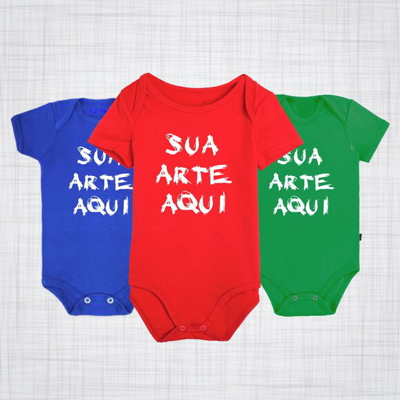 Body Infantil Bebe colorido Manga Curta Personalizado