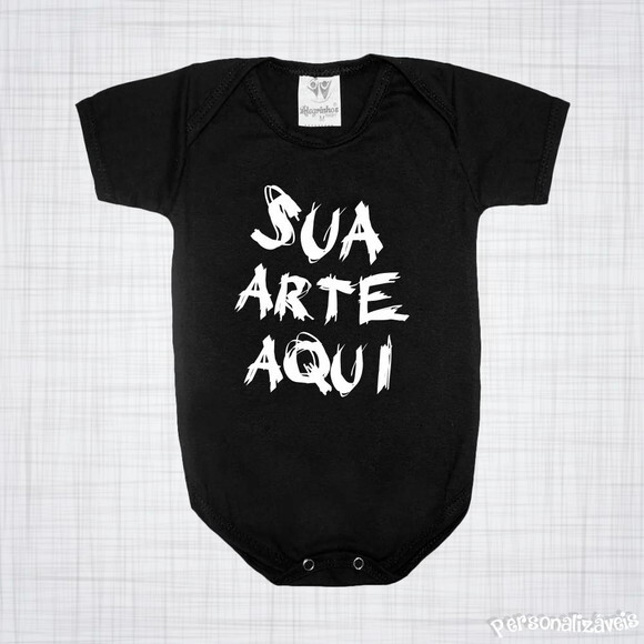 Body Infantil Bebe Preto Manga Curta Personalizado