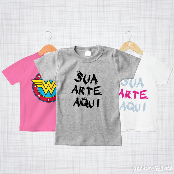 Camiseta Infantil Branca ou Colorida Personalizada
