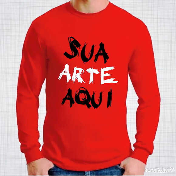 Camiseta Manga Longa Branca ou Colorida Personalizada