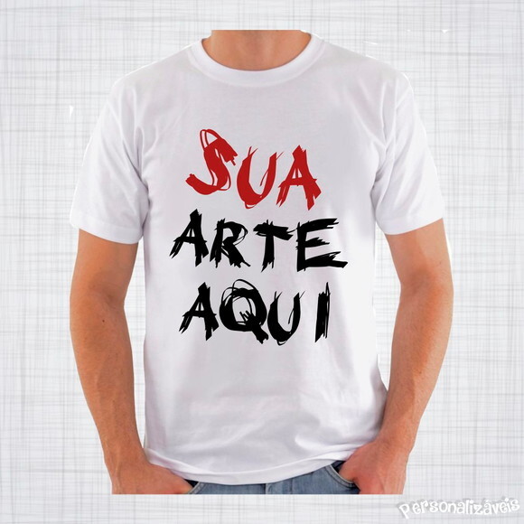 Camiseta Masculina Branca Personalizada Estampa A3