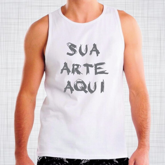 Camiseta Regata Branca Masculina ou Feminina Personalizada