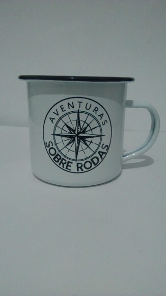 caneca aço esmaltado borda preta 350 ml personalizada