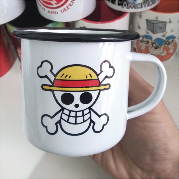 caneca aço esmaltado borda preta 350 ml personalizada