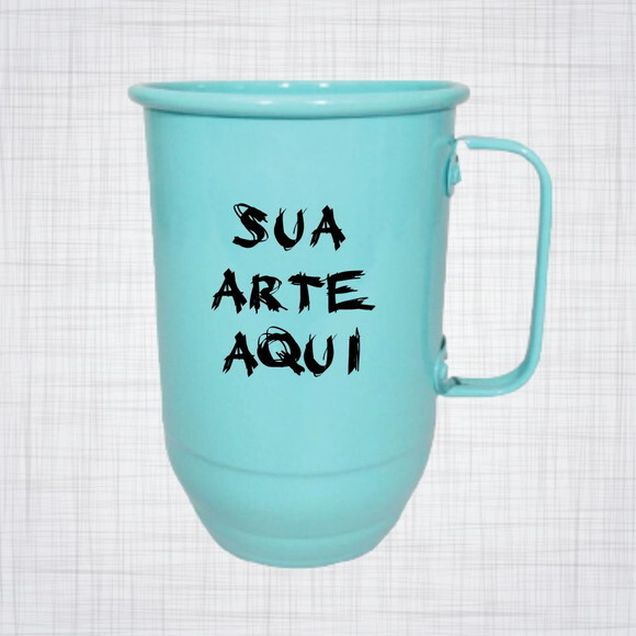 caneca aluminio azul claro personalizada 600 ml