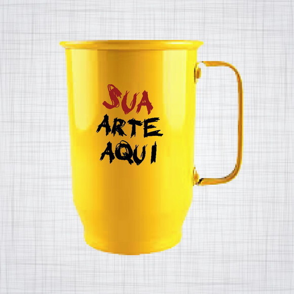 caneca aluminio amarela personalizada 600 ml