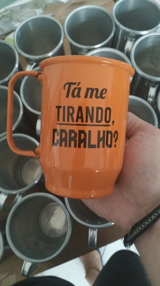 caneca aluminio laranja personalizada 600 ml