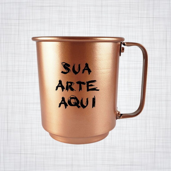 caneca aluminio cobre personalizada 400 ml