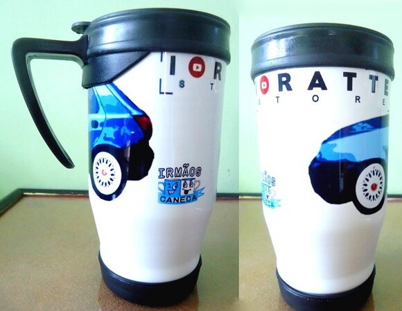 Caneca Aluminio Semi Térmica 400 Ml Com Tampa Personalizada