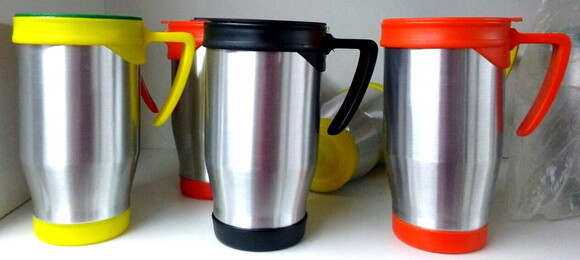 Caneca Aluminio Semi Térmica 400 Ml Com Tampa Personalizada