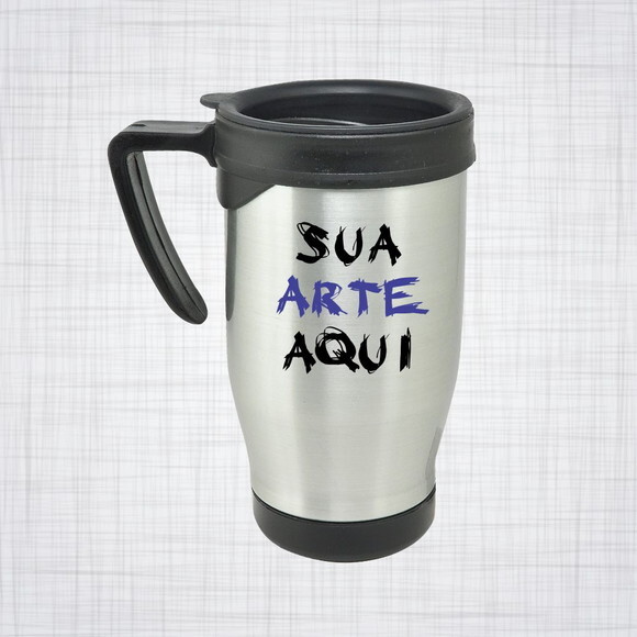 Caneca Aluminio Semi Térmica 400 Ml Com Tampa Personalizada