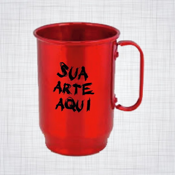 caneca aluminio vermelha personalizada 600 ml