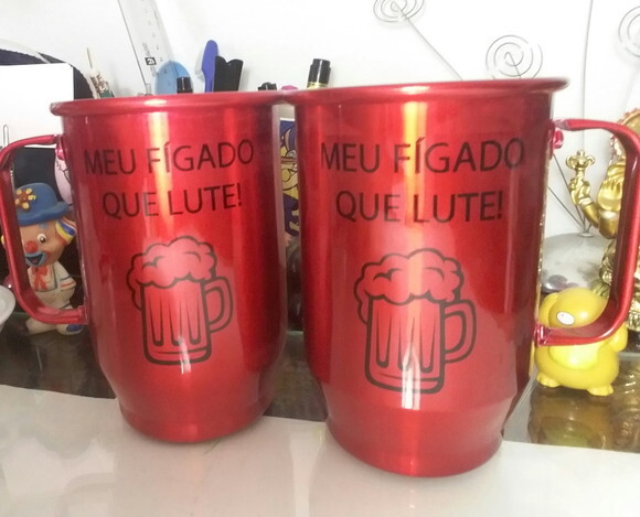 caneca aluminio vermelha personalizada 600 ml