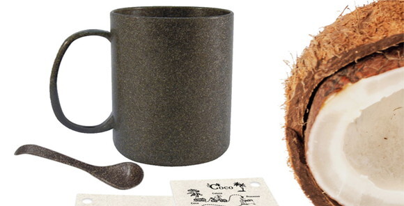 Caneca Ecológica Fibra de Coco com Colher Lisa 350 ml