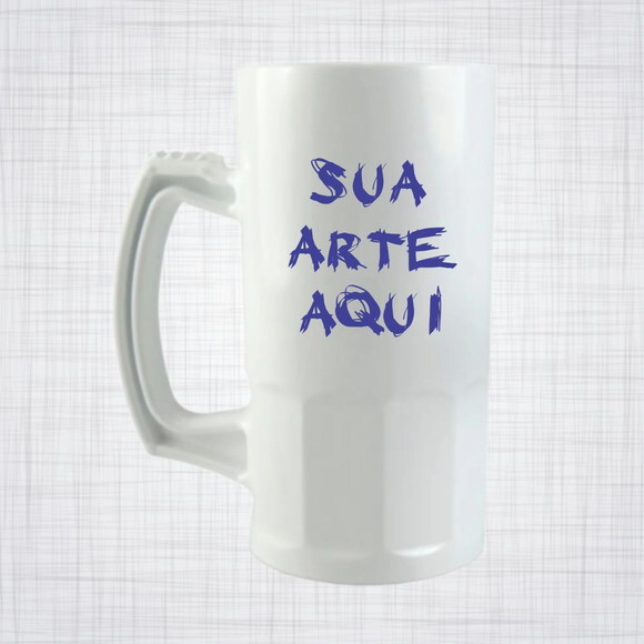 Caneca Chopp plástico polímero branco Personalizada 500 Ml