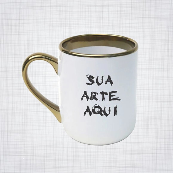 Caneca Imperial Alça Interior Dourada 325 ml Personalizada