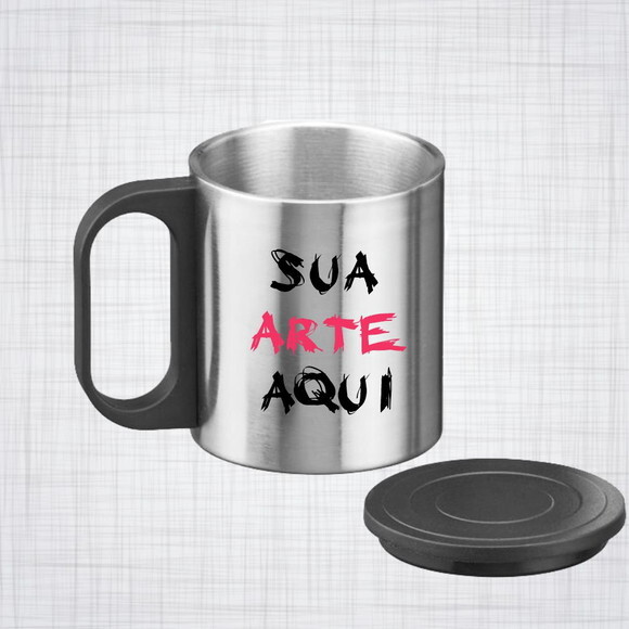 Caneca Inox Alça e Tampa de Plástico Personalizada 180 ml
