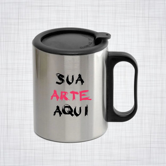 Caneca Inox Alça e Tampa Plástico Personalizada 300 ml