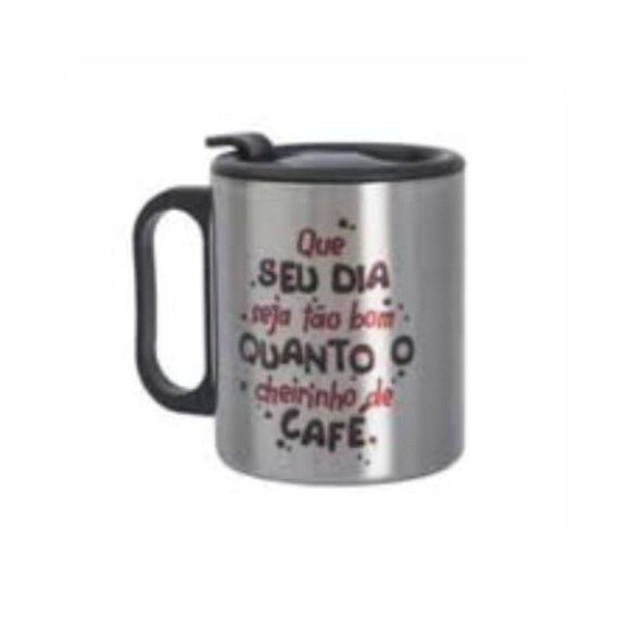 Caneca Inox Alça e Tampa Plástico Personalizada 300 ml