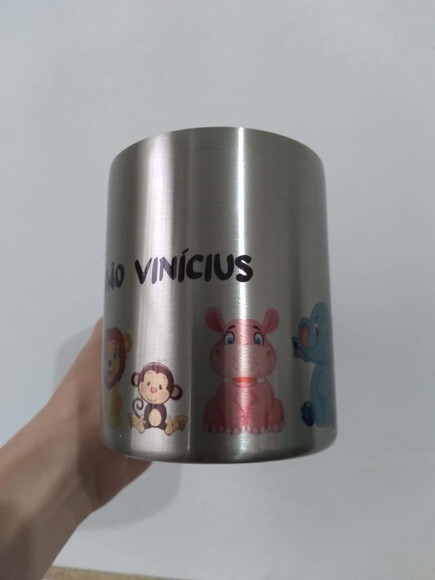 caneca inox cromada personalizada 300 ml