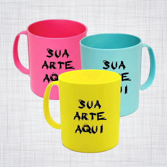 Caneca Plastico Polimero Colorida Personalizada
