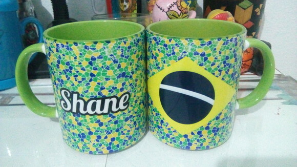 Caneca Porcelana Alça e interior Coloridos Personalizada