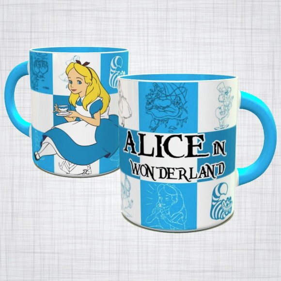 Caneca Porcelana Alice no pais das maravilhas disney
