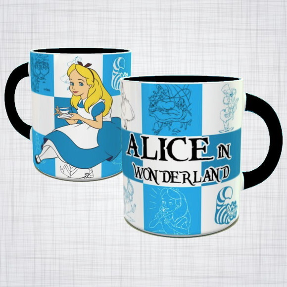 Caneca Porcelana Alice no pais das maravilhas disney