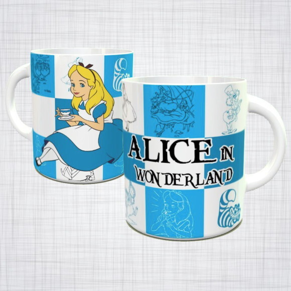 Caneca Porcelana Alice no pais das maravilhas disney
