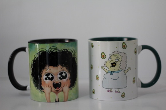 Caneca Porcelana Alça e interior Coloridos Personalizada