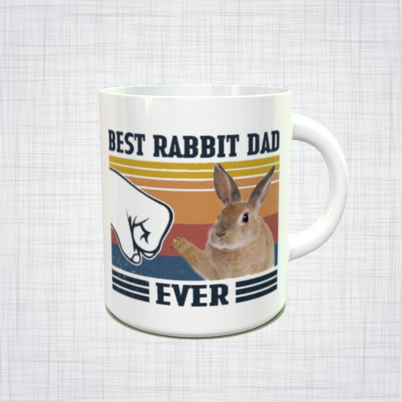 Caneca Porcelana best rabbit dad ever coelho