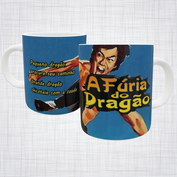 CANECA PORCELANA BRUCE LEE FILME A FÚRIA DO DRAGÃO