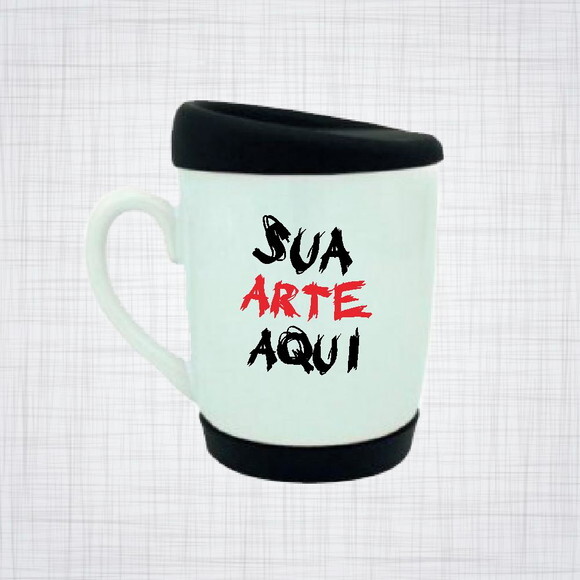 caneca porcelana com tampa de silicone personalizada 325 ml