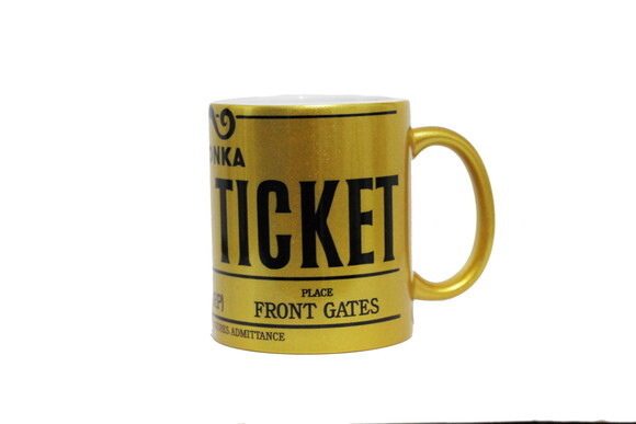 Caneca Porcelana Dourada Fabrica De Chocolate Convite Wonka