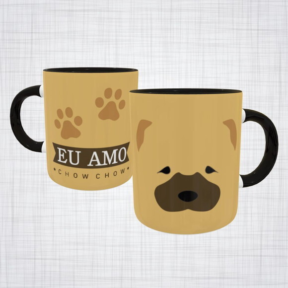 Caneca Porcelana Eu amo Chow Chow