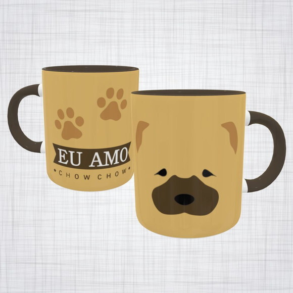 Caneca Porcelana Eu amo Chow Chow