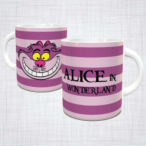 Caneca Porcelana gato Alice no pais das maravilhas disney