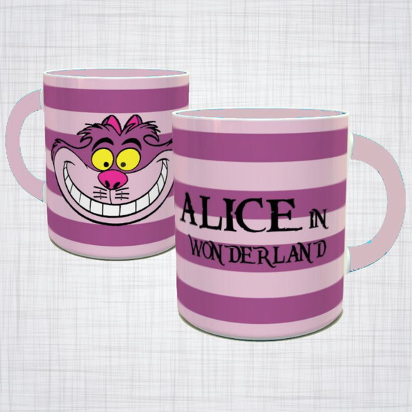 Caneca Porcelana gato Alice no pais das maravilhas disney